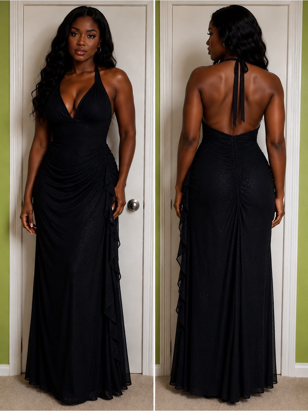 Betsy & Adam Black Sleeveless Evening Gown Women Size 16W